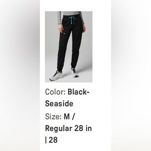 Fabletics Black Jogger Scrub Pants with Teal Accents